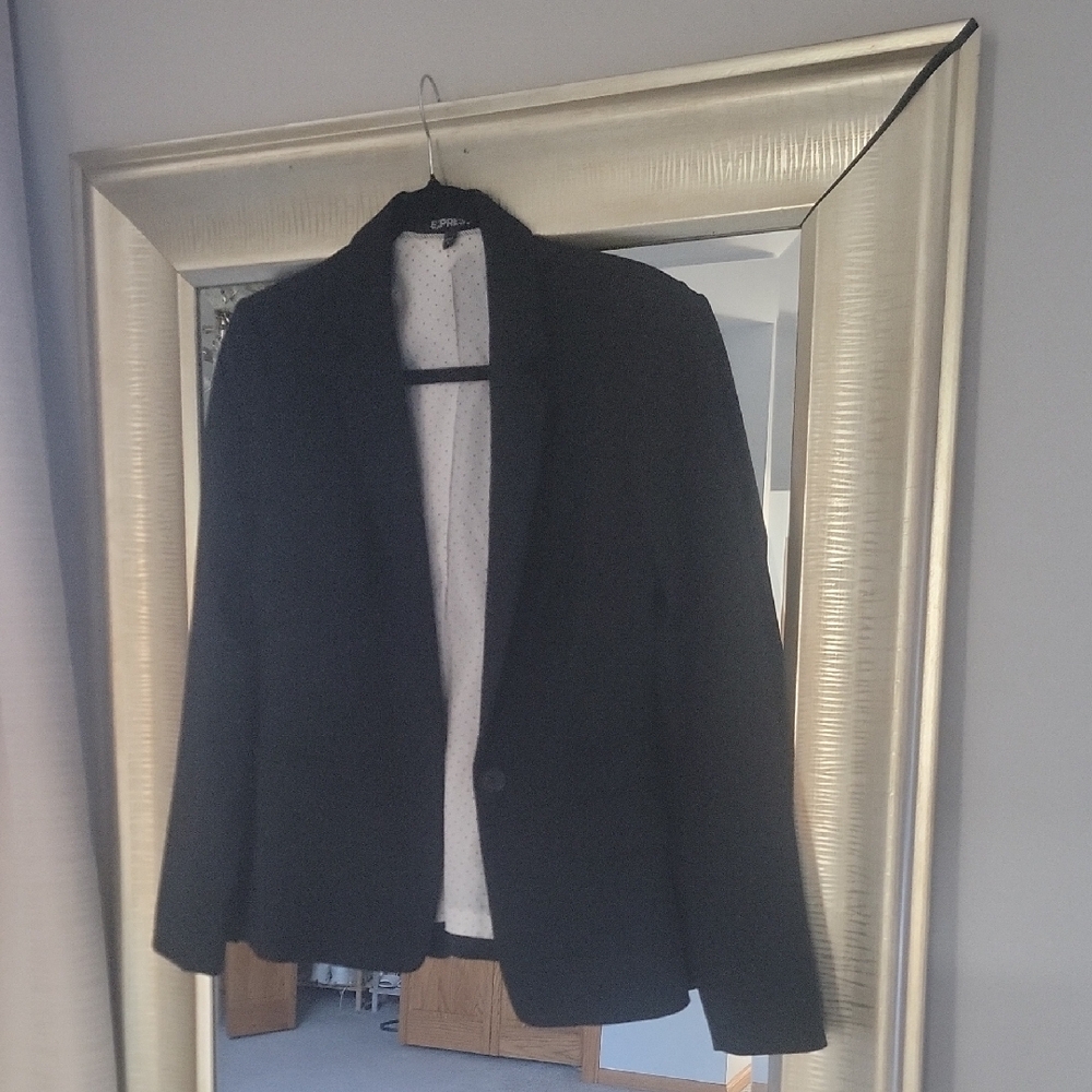 Express Fitted One Button Black Blazer - image 1
